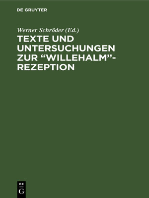 cover image of Texte und Untersuchungen zur "Willehalm"-Rezeption